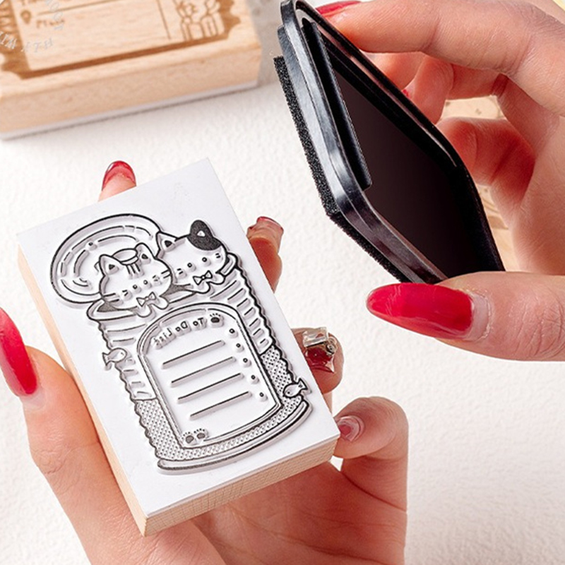 Cute Cat Wooden Rubber Stamp M - مراجعة Rubber Date Stamp وسعره