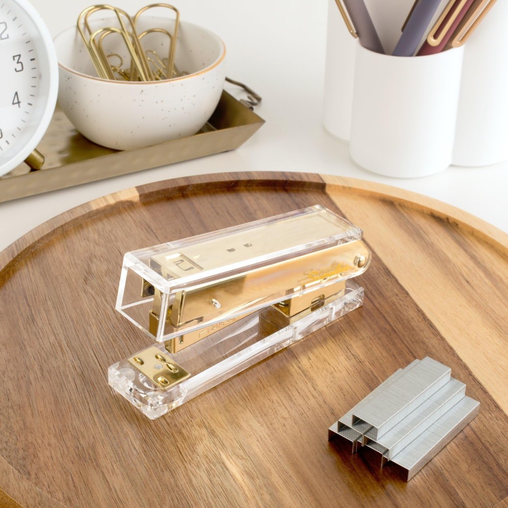 Compact Clear Acrylic Gold Sta - مراجعة Stapler Half Strip وسعره