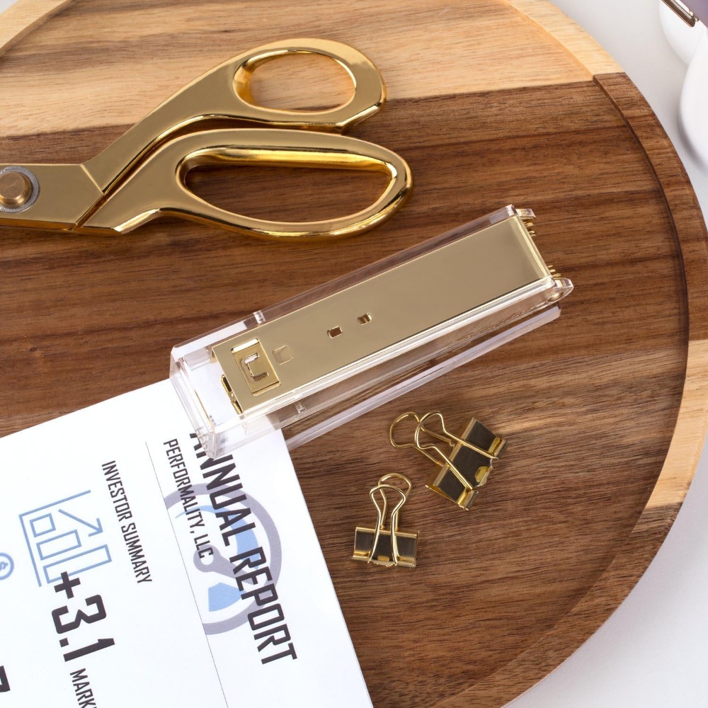 Compact Clear Acrylic Gold Sta - مراجعة Stapler Half Strip وسعره