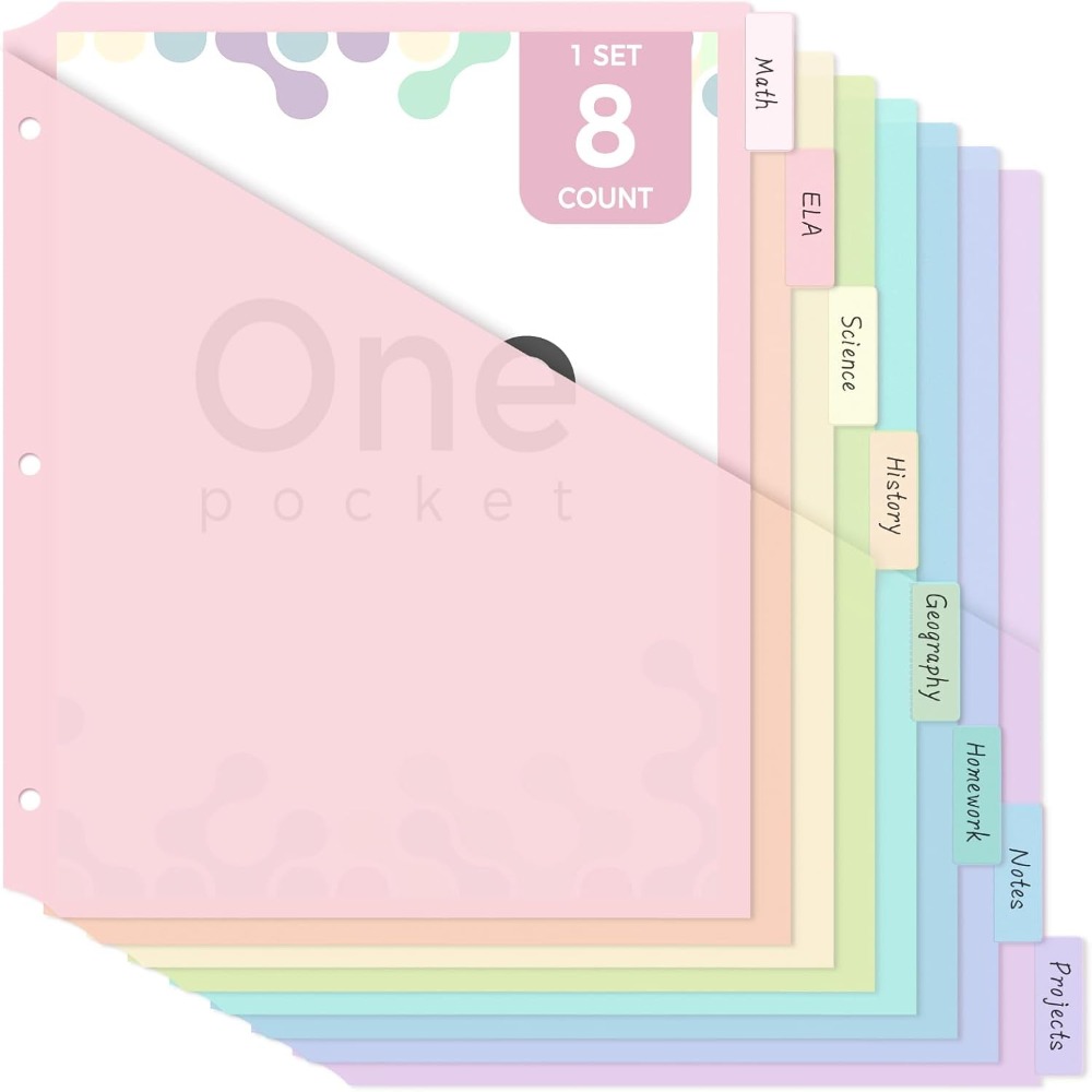 8 pcs A4 Pastel Binder Divider - مراجعة Tab Divider A4 وسعره