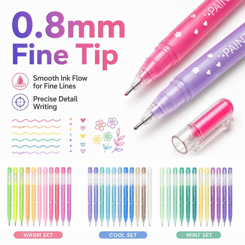 12 Colors Acrylic Gel Pens Set - مراجعة Correction Pen Fine وسعره