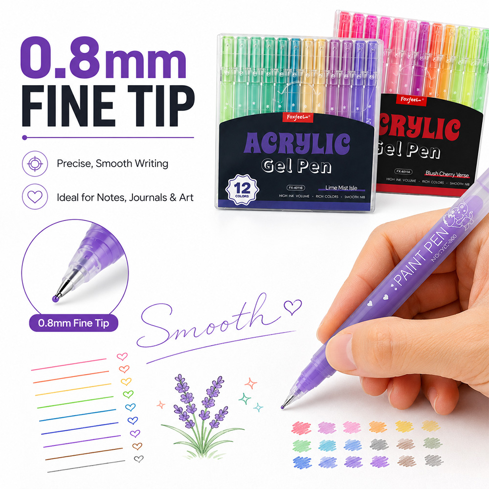12 Colors Acrylic Gel Pens Set - مراجعة Correction Pen Fine وسعره