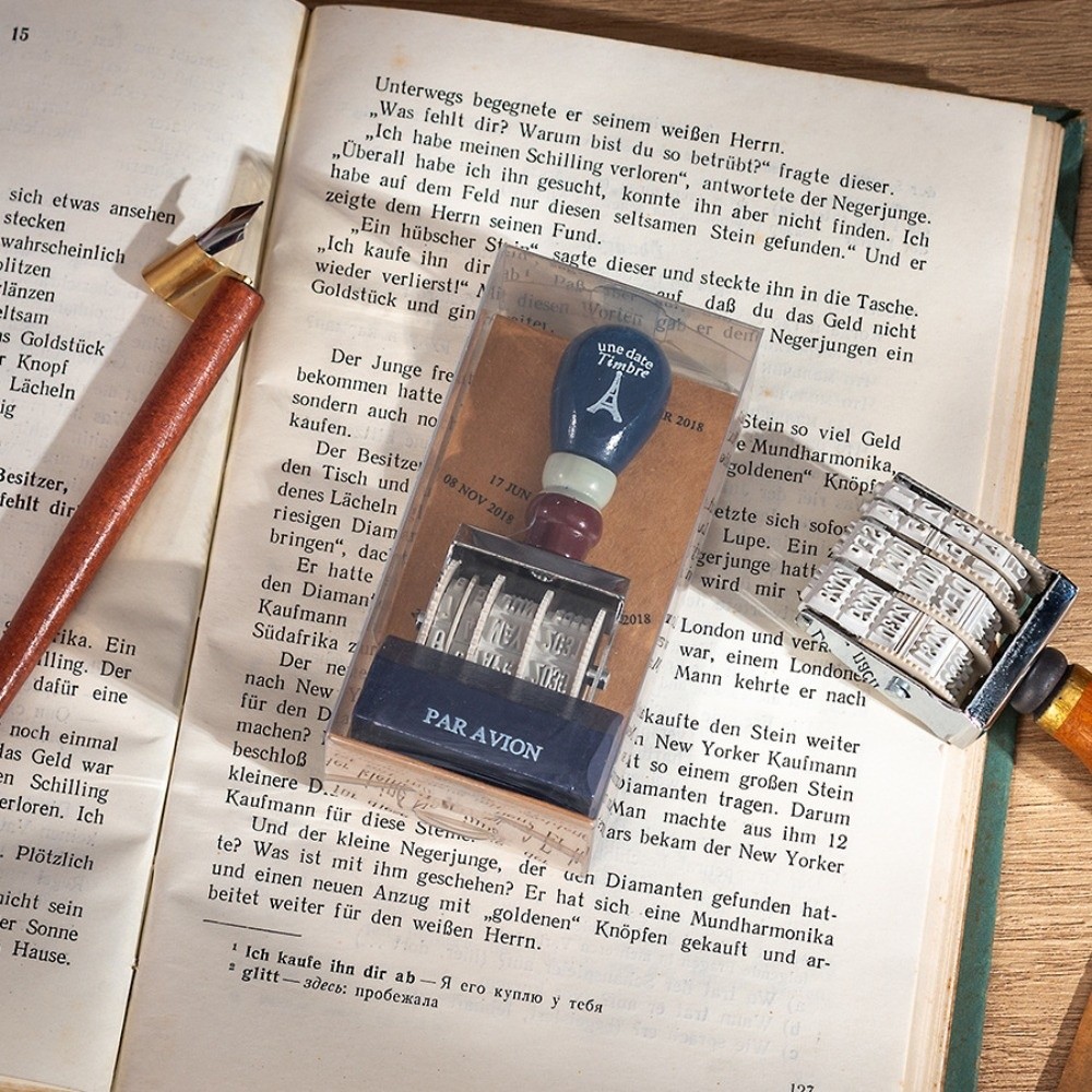 Retro Wooden Roller Date Seal  - مراجعة Rubber Date Stamp وسعره