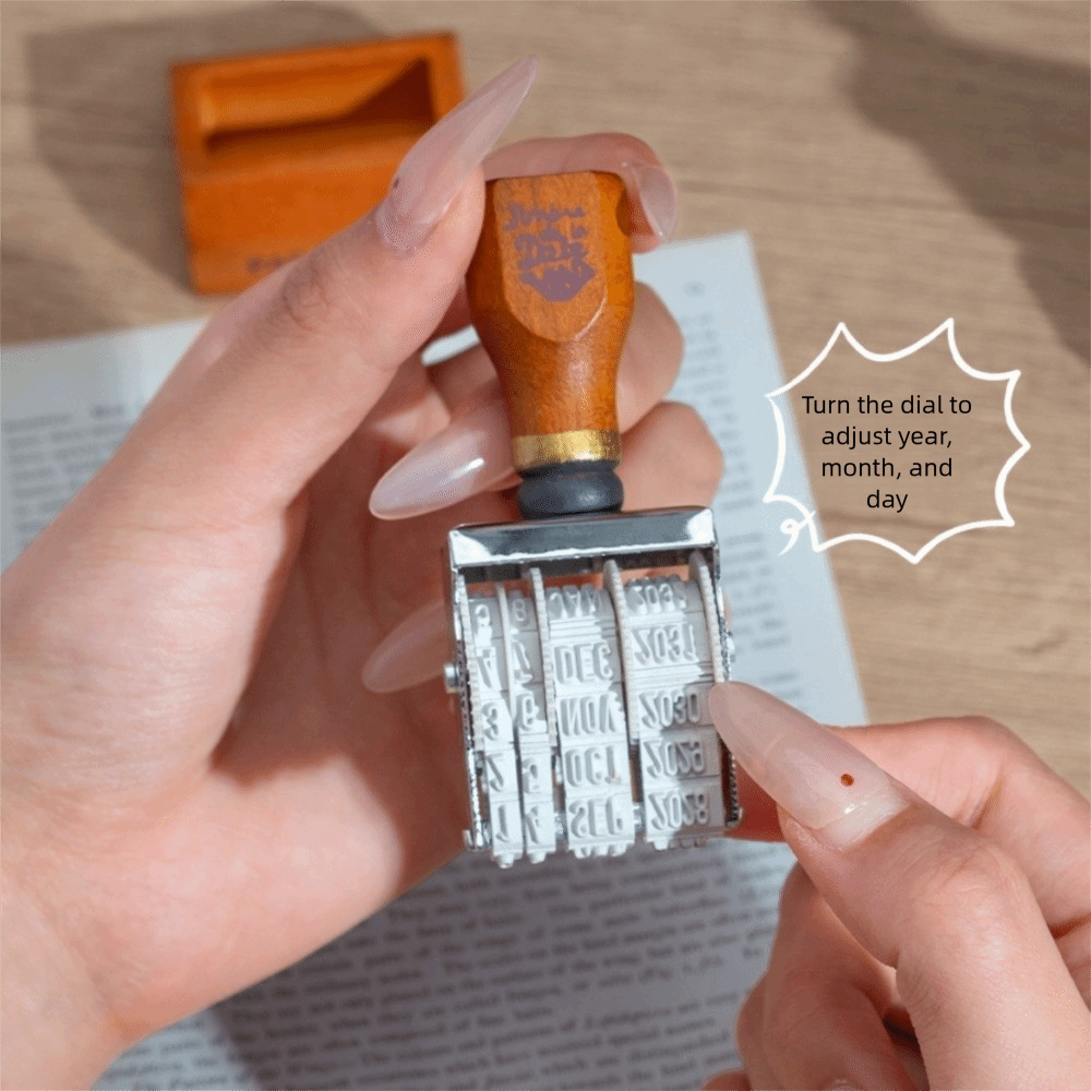 Retro Wooden Roller Date Seal  - مراجعة Rubber Date Stamp وسعره