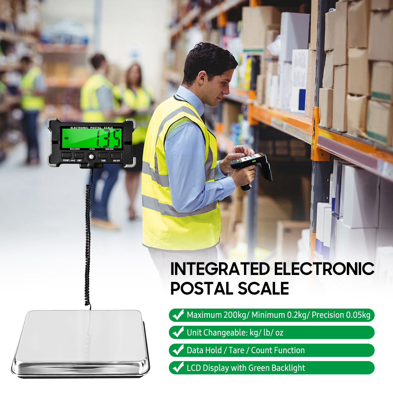 PS21 Digital Scale 200KG 120KG - مراجعة Tape Dispenser Weighted وسعره
